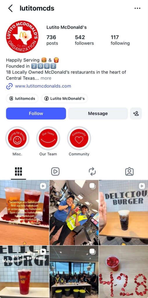 Example of a local location of a franchise