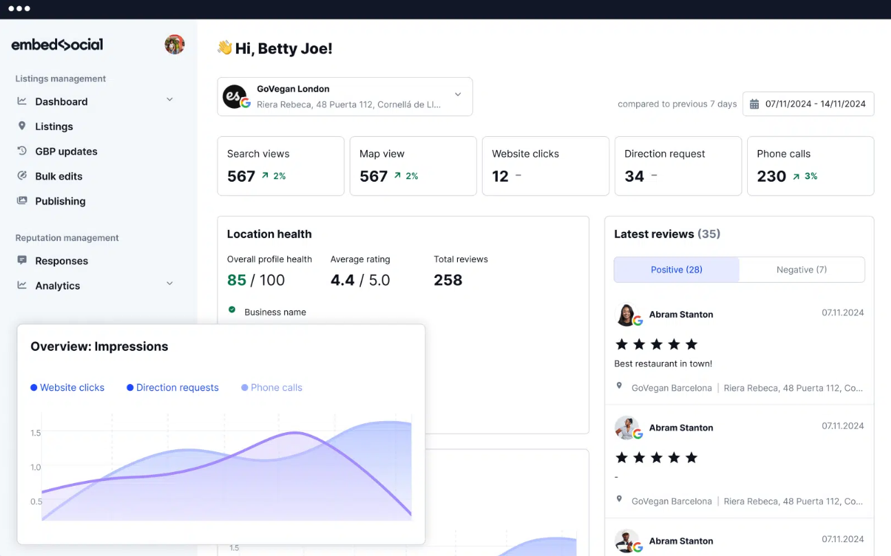 EmbedSocial GBP manager.