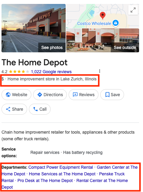 Example of a keyword-optimized GBP.