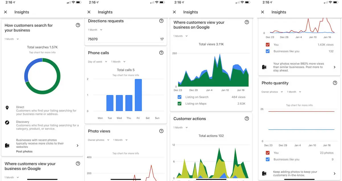 Google Business Profile Manager insights.
