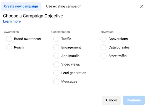 Objective-based social advertising examples