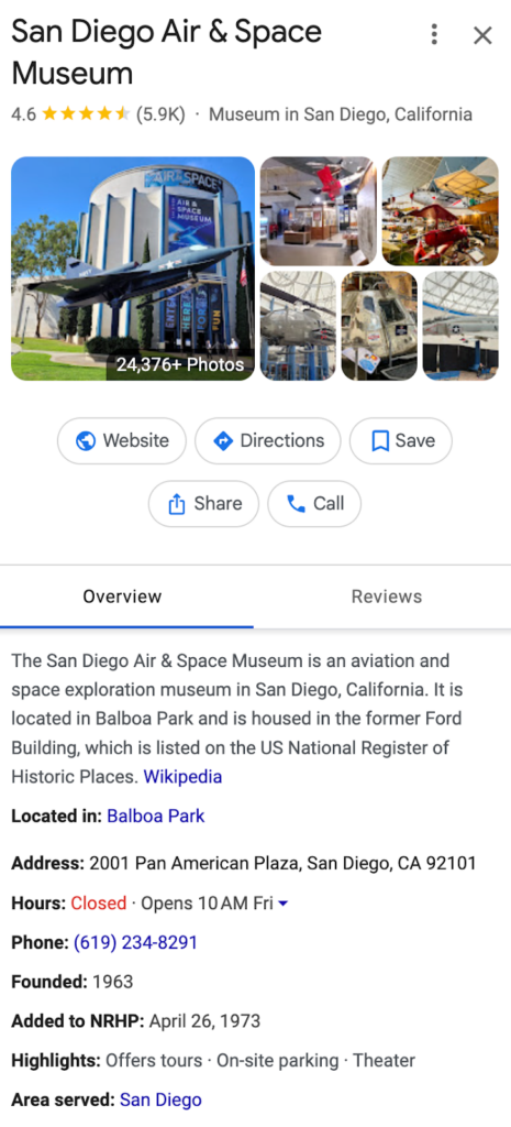 An example of an optimized Google Business Profile