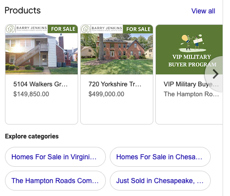Google search: homes for sale