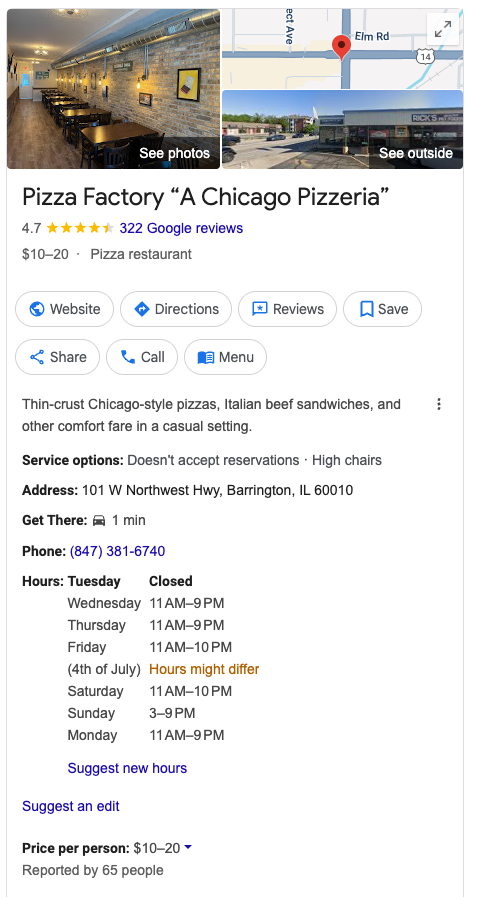 Optimized Google Business Profile example.