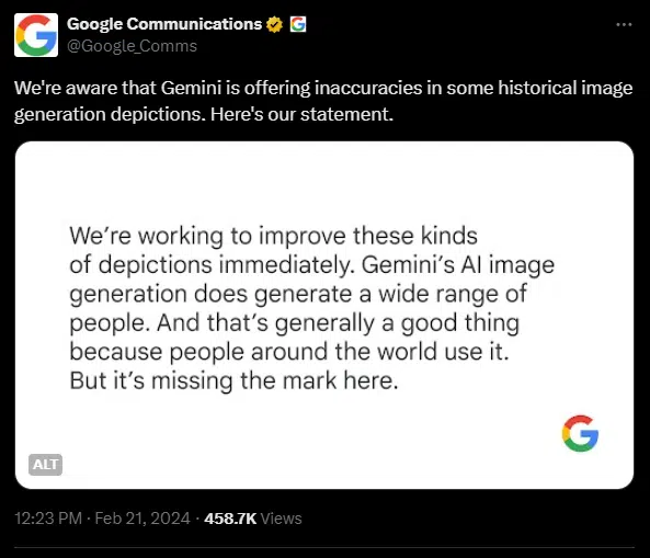 An example of Google’s response to a public misstep
