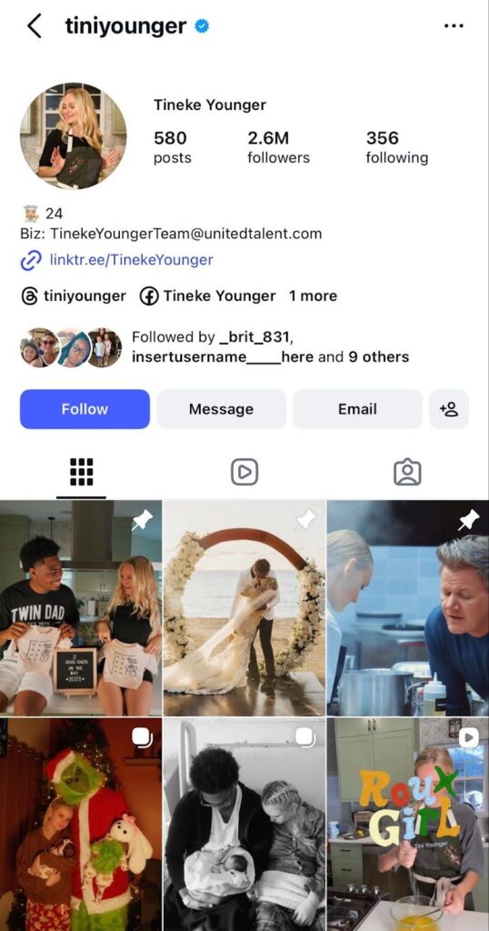 Mega influencer Tini Younger