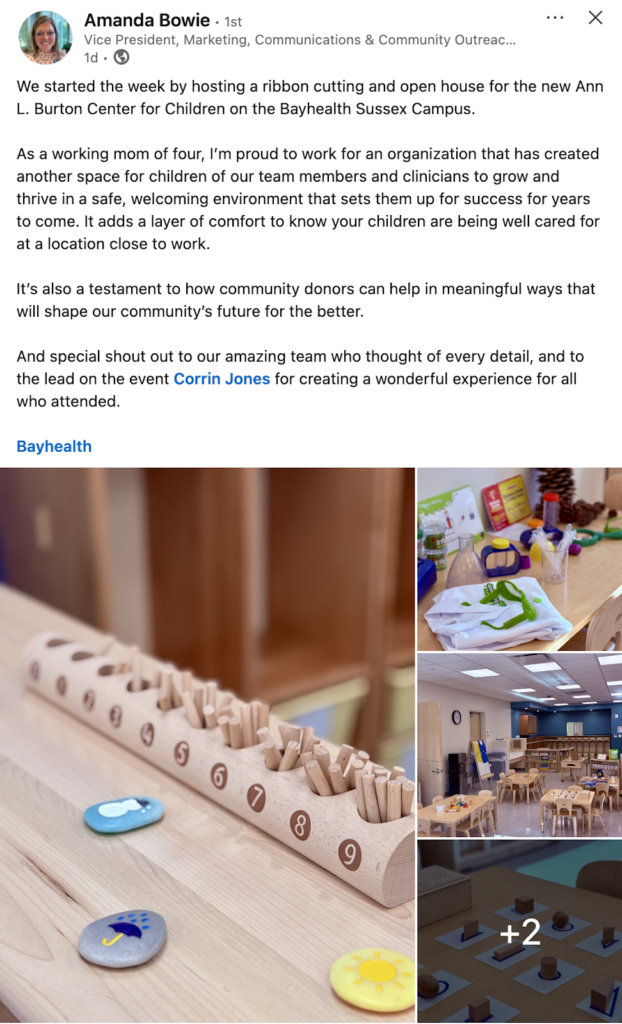 An example of employee advocacy posting