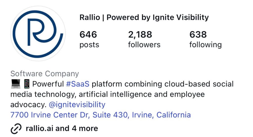 An optimized Instagram bio