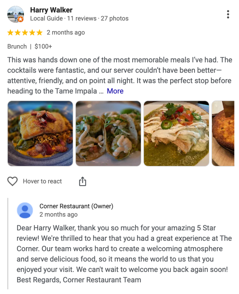 Example of a positive review